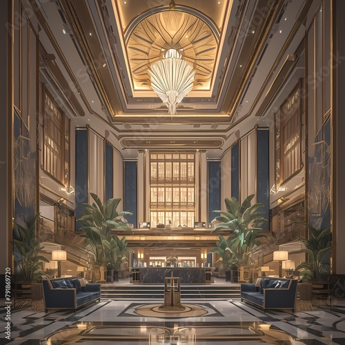 Step into Elegance: Art Deco Hotel Lobby at its Finest