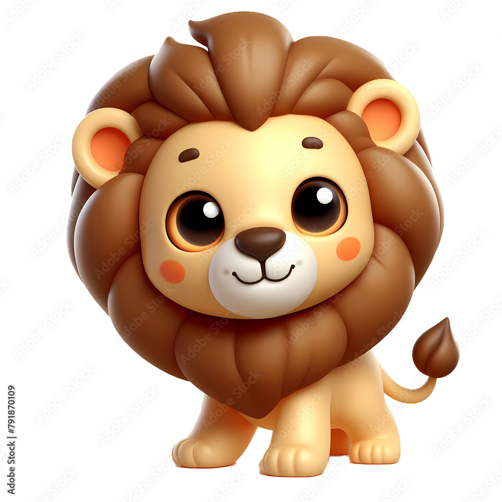 Fototapeta premium Cute Cartoon Lion Isolated on Transparent Background