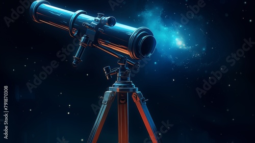A dusty antique telescope pointed at the night sky