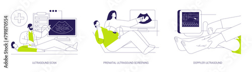 Ultrasound examination abstract concept vector illustrations.