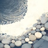 Stillness in Nature - Overhead View of a Tranquil Zen Garden with Smooth Pebbles and Calming Water Ripples