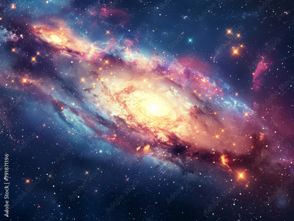Dreamy celestial landscape with vivid stars and galaxies