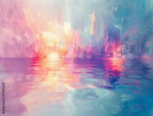 Ethereal dawn light  soft focus  pastel abstract  wide angle view for peaceful wallpaper