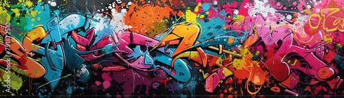 Graffiti art splatter, vibrant colors, high detail, urban style for bold wallpaper photo