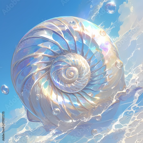 Vividly Colored Giant Seashell in the Sky - A Dreamy and Mystical Imagery for Creatives