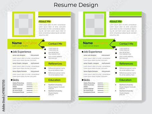 Clean Modern Resume and Cover Letter Layout Vector Template for Business Job Applications, Minimalist resume cv template, Resume design template, cv design, multipurpose resume design
