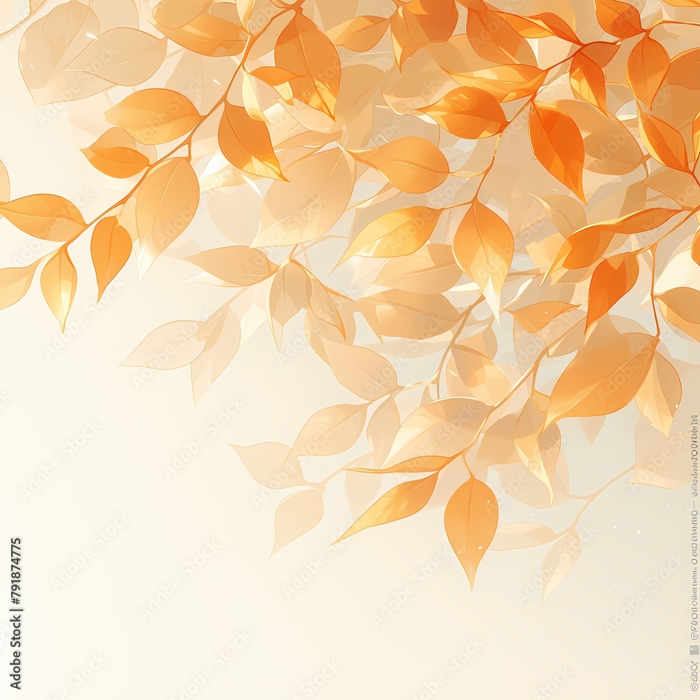 Exquisite Autumn Aesthetic: Golden leaves as delicate lace, subtly reflecting the season's allure. - obrazy, fototapety, plakaty 