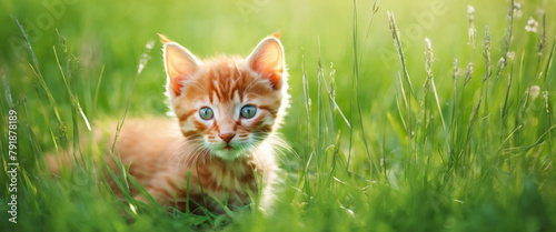 orange kitten in the grass