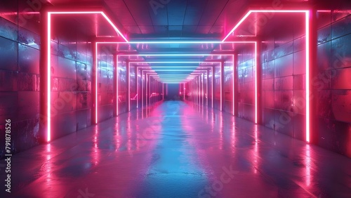 Creating a Futuristic D Rendering with Neon Lights Cyber Theme and Reflective Surfaces. Concept Neon Lights, Cyber Theme, Reflective Surfaces, 3D Rendering, Futuristic Design