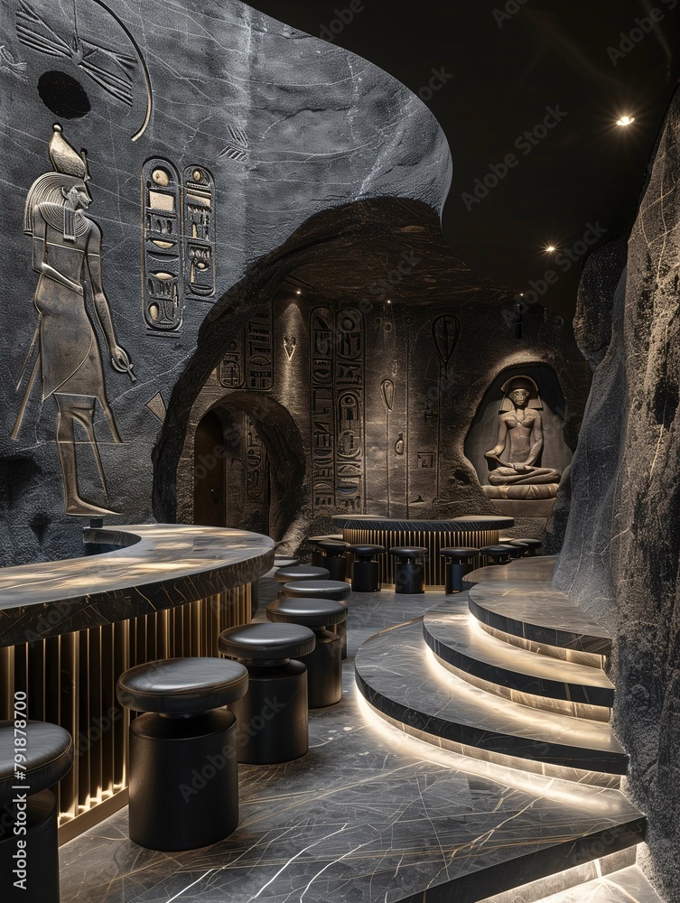 Fototapeta premium Modern Lounge with Ancient Egyptian Theme
