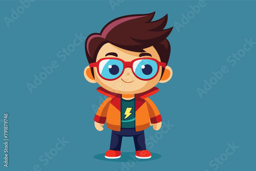 Cute boy face with sunglass character illustration