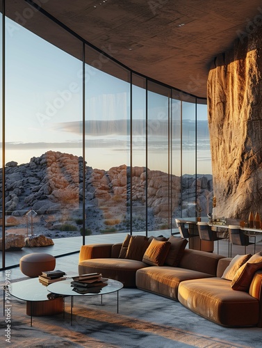 Modern Interior with Panoramic Desert View