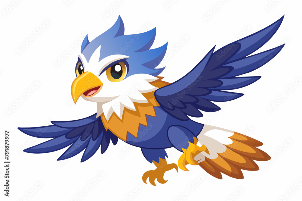 Obraz premium Cute Eagle Soaring gradient illustration in white background