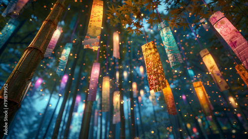 starry Night Magic: Tanabata Festival Inspiration. Generative AI.