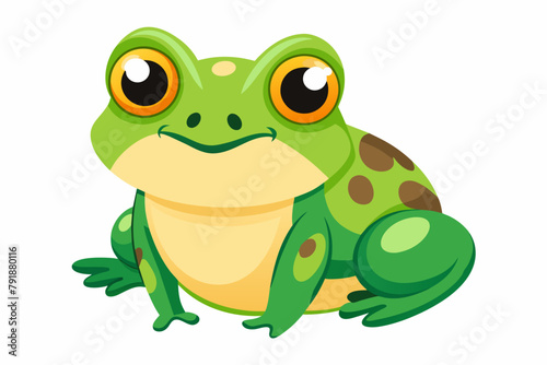 Cute Frog Croaking gradient illustration in white background