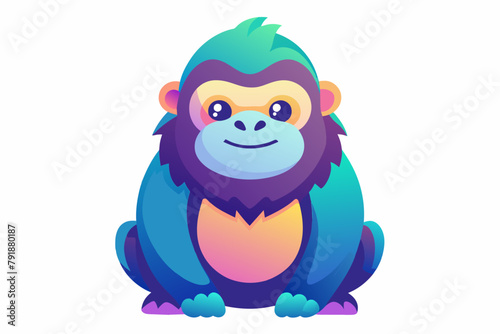 Cute Gorilla Silly gradient illustration in white background