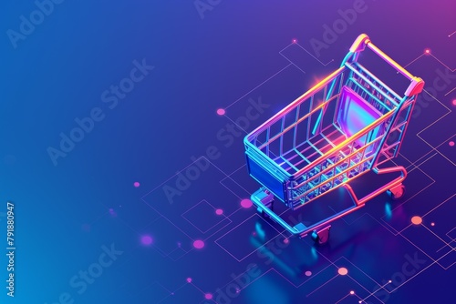 shopping cart icons on neon color background © Glce