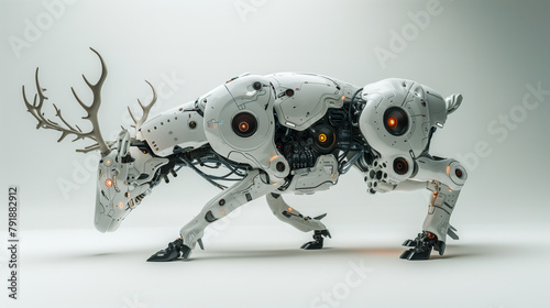 Robotic Deer Walking on White