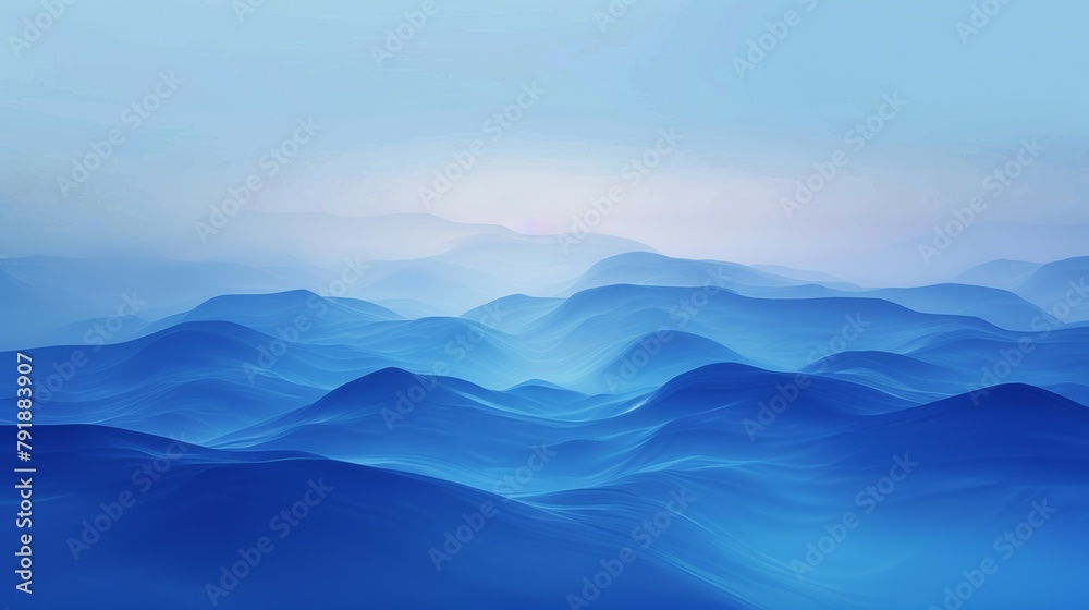 Blue light and blue background hills with gradient