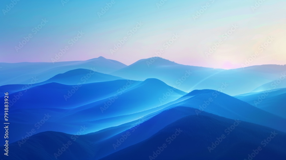 Blue light and blue background hills with gradient