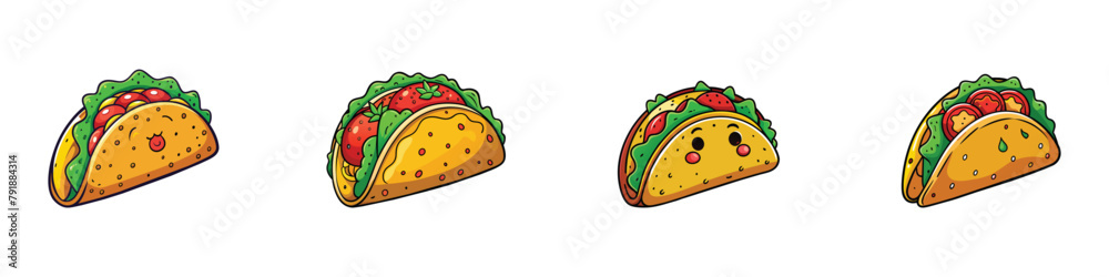 taco vector, taco mexican food, Taco icon, Taco with tortilla shell ...