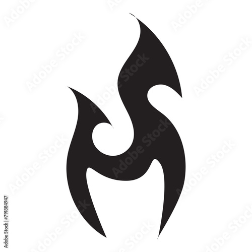 Y2K Fire Silhouette Streetwear Design Element