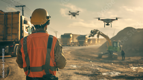 Engineer operating drones