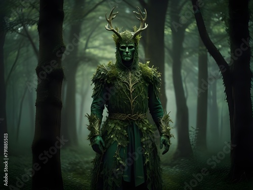 "The Enchanted Forest: A Majestic Tree and the Green Knight"