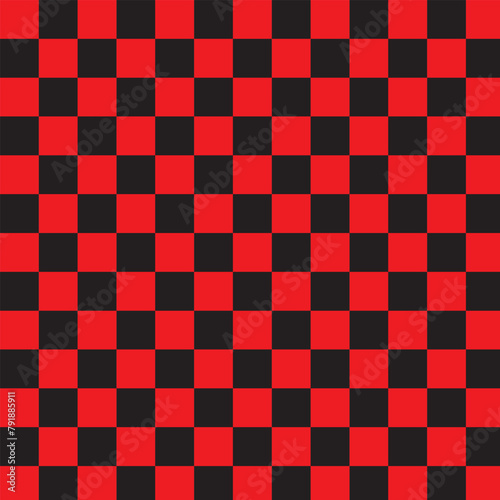 Checkerboard pattern for wallpaper. Abstract illustration of with black and red square cells. Op art pattern checkered textures.