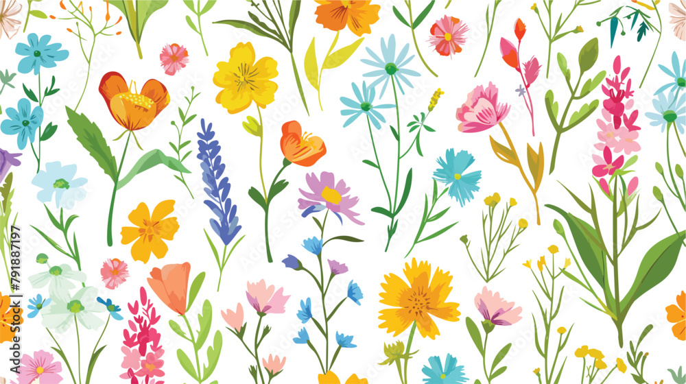 Wild flower pattern. Seamless background 
