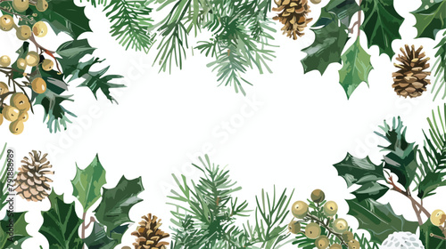 Winter botanical vector background. Xmas color 