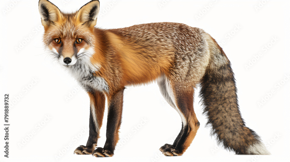 Red fox wildlife mammal with white background
