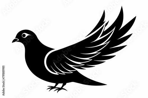 Silhouette Image of Dove Bird Vector.