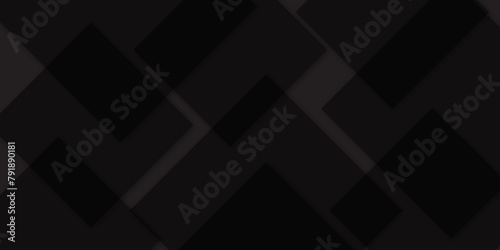 Black transparent square abstract background design. Modern abstract black background design with layers of transparent material in squares shapes in random geometric pattern	
