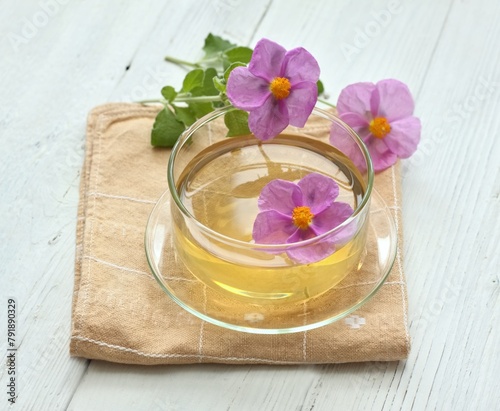 Herbal tea made from Cistus incanus, known as rock rose. Traditional curative herb with many external and internal benefits.