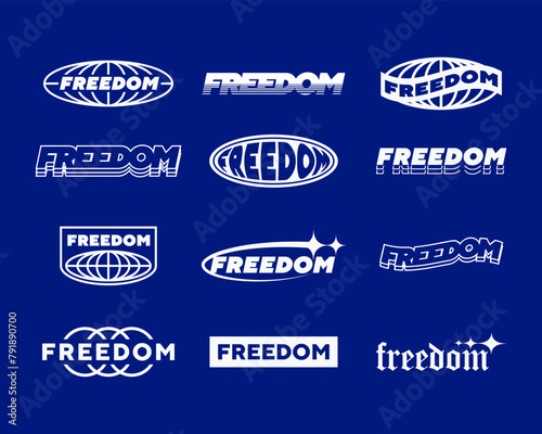 Set streetwear Freedom logo ideas for a clothing brand. Design vector typography for t-shirt streetwear clothing. photo