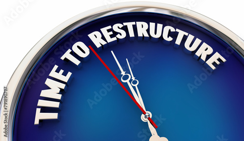 Time to Restructure Clock Rebuild Reorganize Make Improvements 3d Illustration © iQoncept