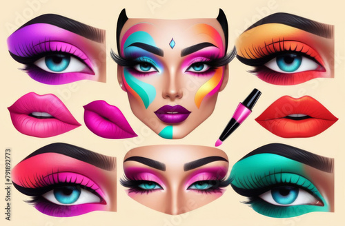 Bright makeup details on the facer Content creator with cosmetic