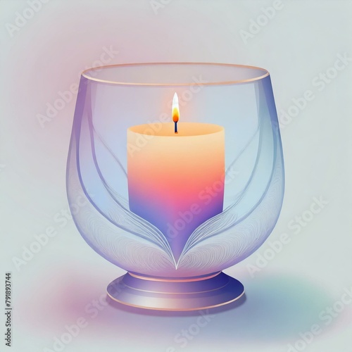 Burning Candle inside a stylish glass candleholder