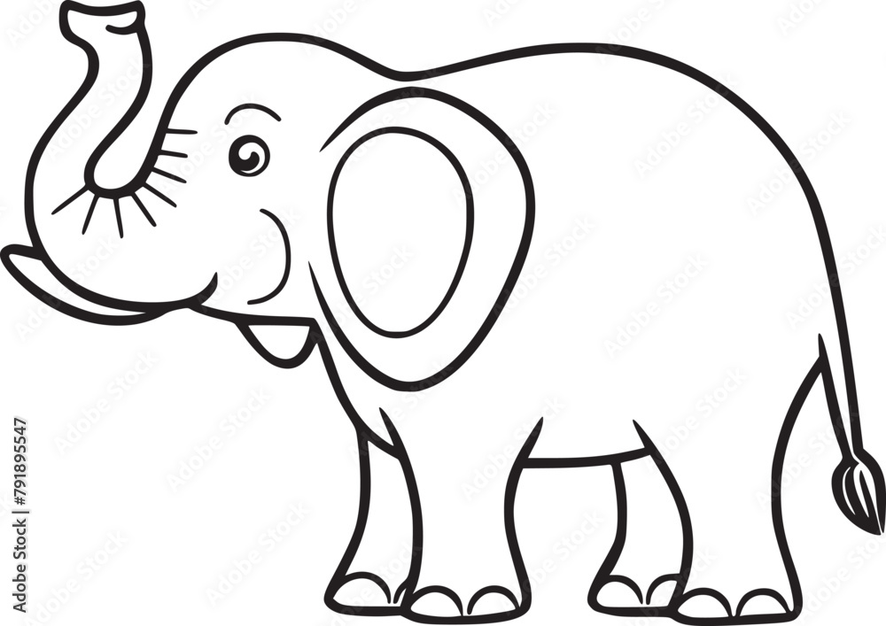 coloring Page Of Cartoon Baby Elephant Vector Illustration for Coloring Book, Hand drawn vector