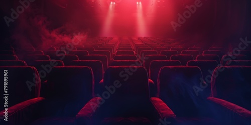 Empty theater with red and blue lighting photo