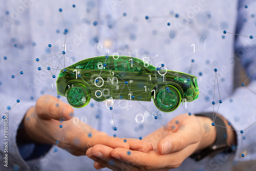Autonomous car with HUD gra...