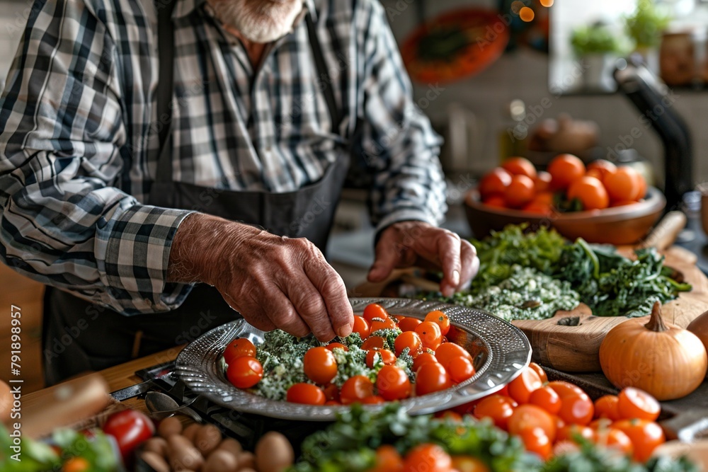 In a heartwarming scene, a senior man engages with a nutritionist in a close-up shot emphasizing their hands, focusing on the exchange of personalized nutrition advice In a heartwarming scene, a senior man engages with a nutritionist in a close-up shot emphasizing their hands, focusing on the exchange of personalized nutrition advice
