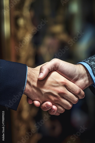 a hand shake between two business men сreated with Generative Ai © Andrii Yablonskyi