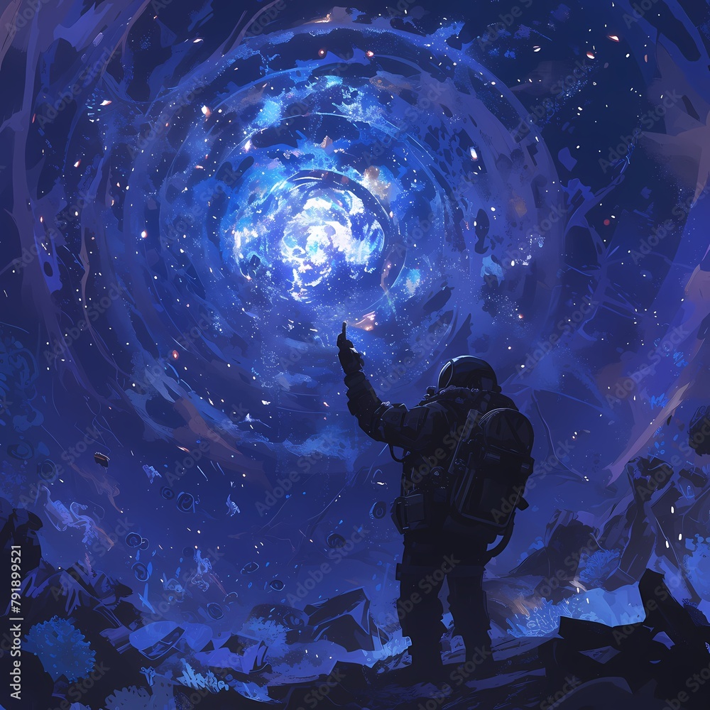 An astronaut embarks on a captivating journey through the depths of ...