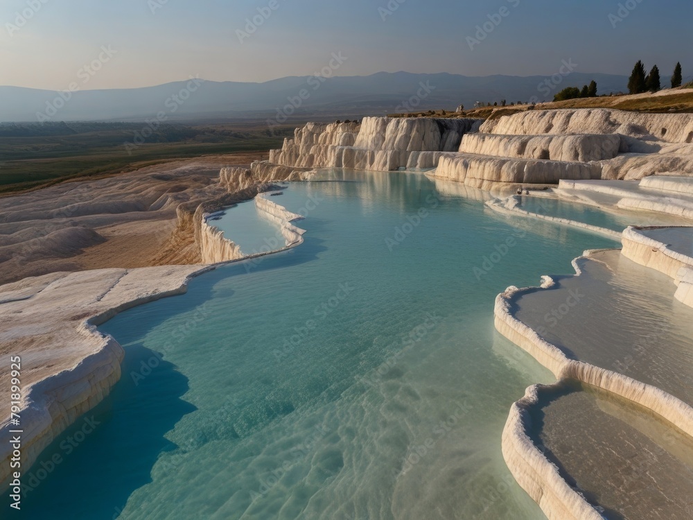 Fototapeta premium Pamukkale Pools: Calcium Terraces and Thermal Springs, Turkey's Cotton Castle