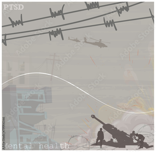Mental health and post traumatic syndrome concept illustration