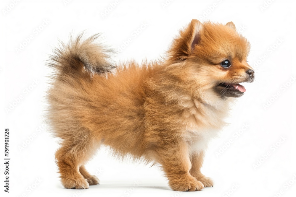 Obraz premium Happy Pomeranian Spitz puppy, isolated on white background
