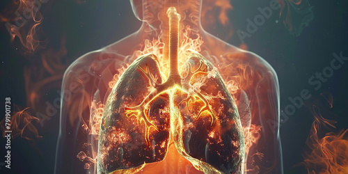 Pulmonary Embolism: The Chest Pain and Shortness of Breath - Visualize a person with highlighted lungs showing blocked artery, experiencing chest pain and shortness of breath