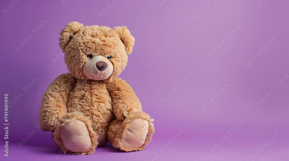 Brown teddy bear isolated in front of a purple background Brown teddy bear isolated in front of a purple background
